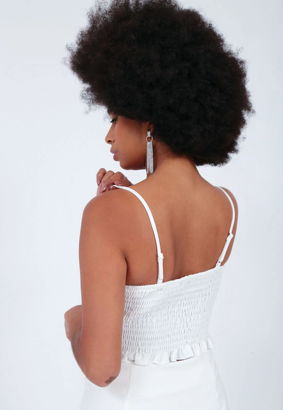 Cropped Crepe Alca Barra Strass