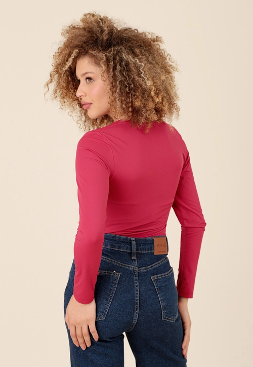 Blusa Em Poliamida Manga Longa Básica