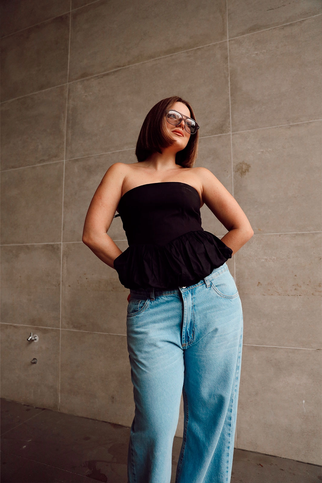 Blusa Balonê Com Decote Reto
