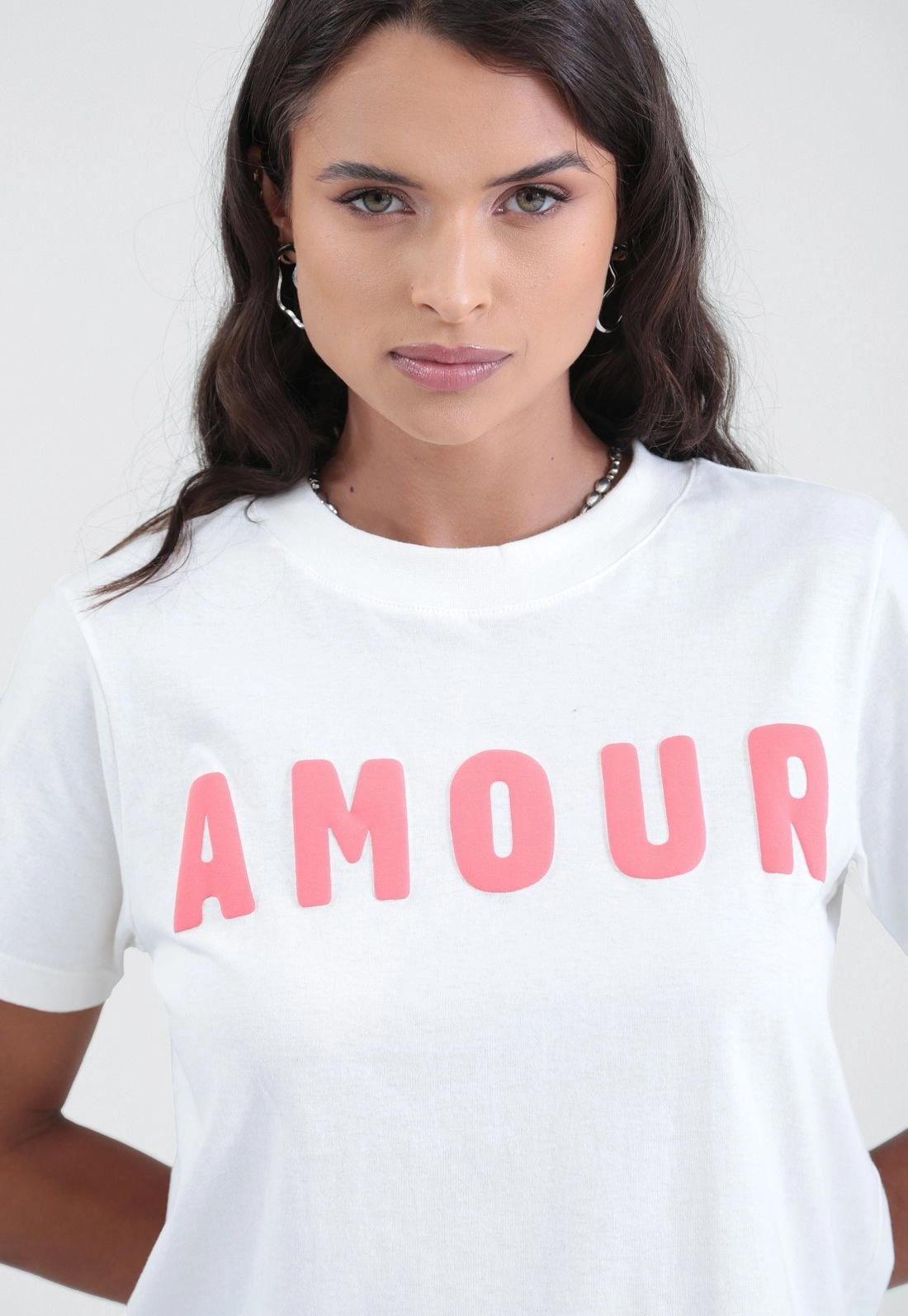T-Shirt Em Meia Malha Manga Curta Amour
