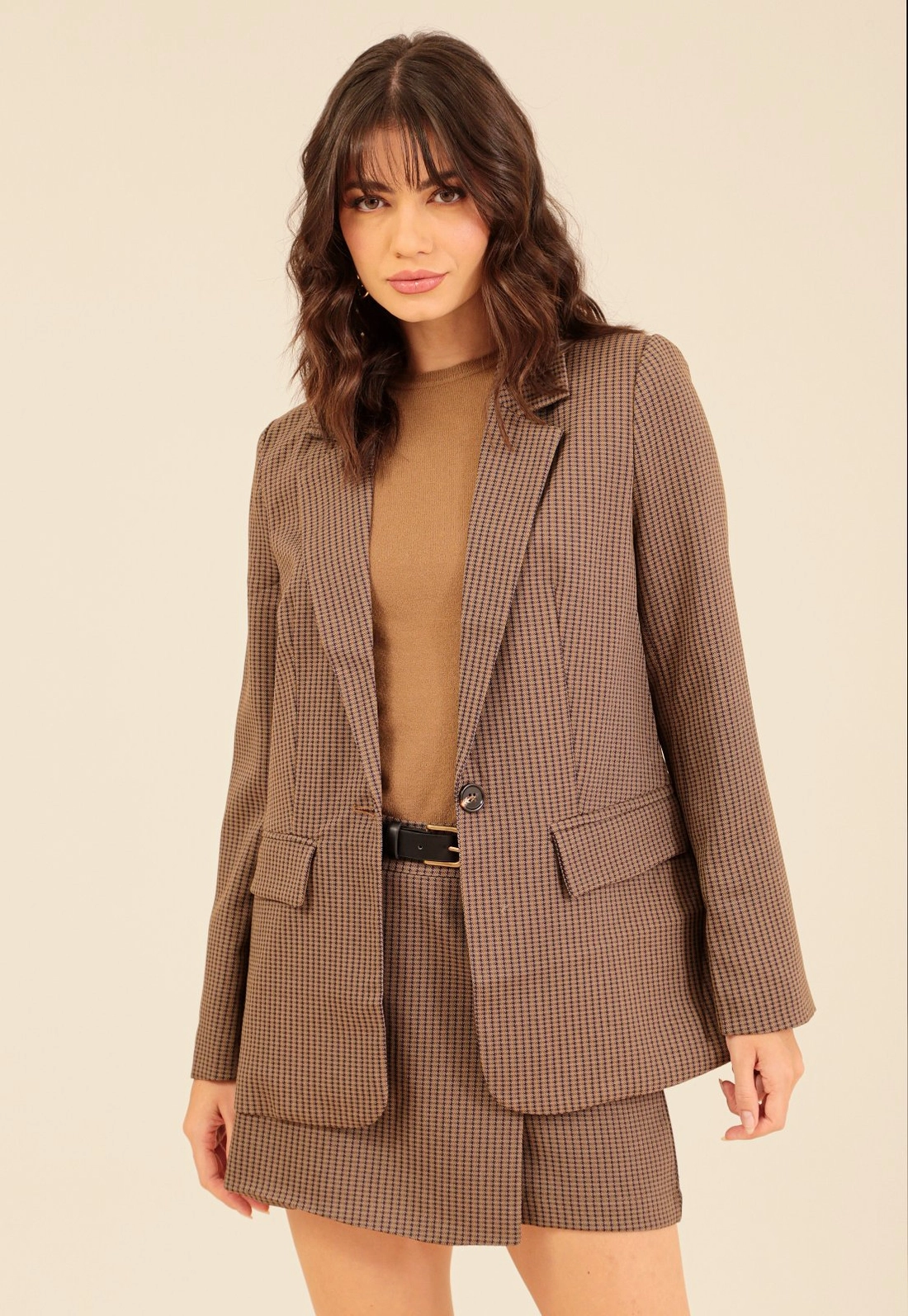 Blazer Com Lapela Em Alfaiataria Xadrez