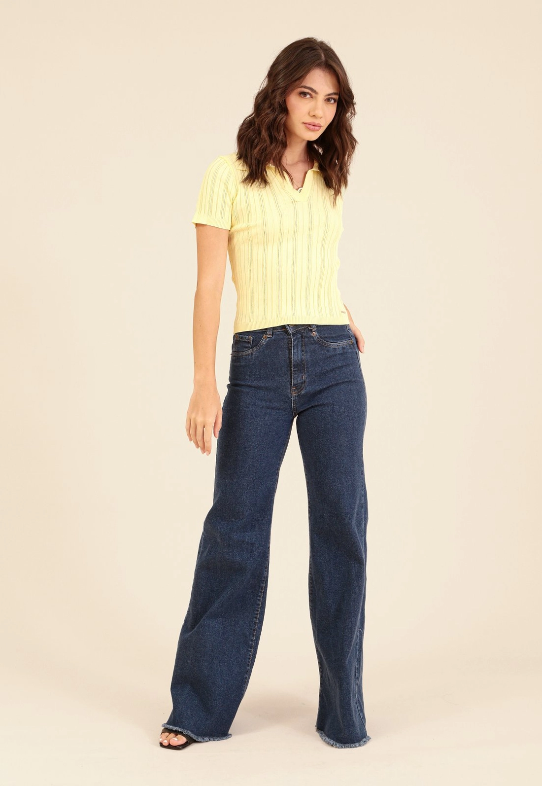 Blusa Polo Em Tricô Jaquard