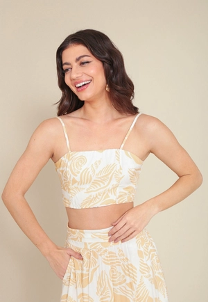 Cropped Em Viscose Alça Estampado Conchas