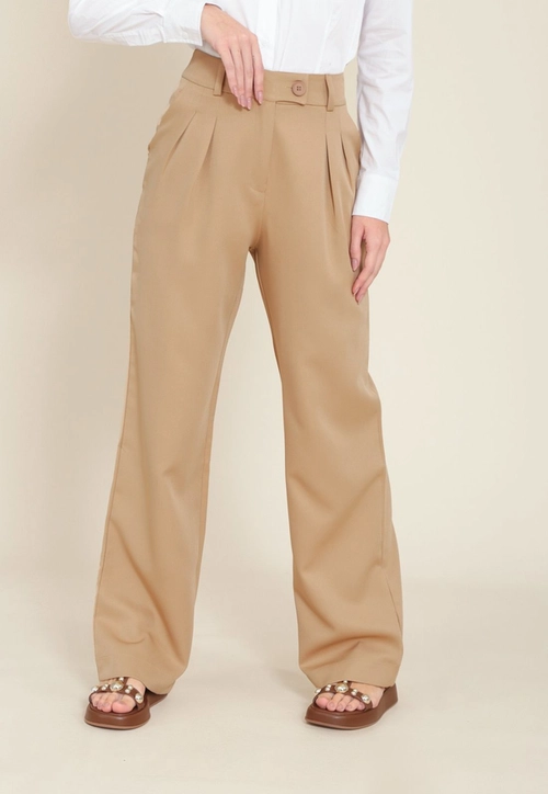 Calça Wide Leg Alfaiataria Com Prega E Cós Transpassado