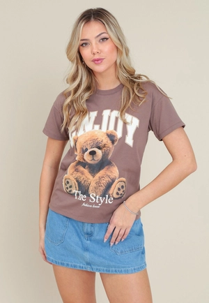 T-Shirt Em Meia Malha Com Silk Urso Enjoy
