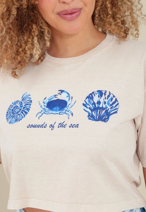 T-Shirt Cropped Em Meia Malha Estonada