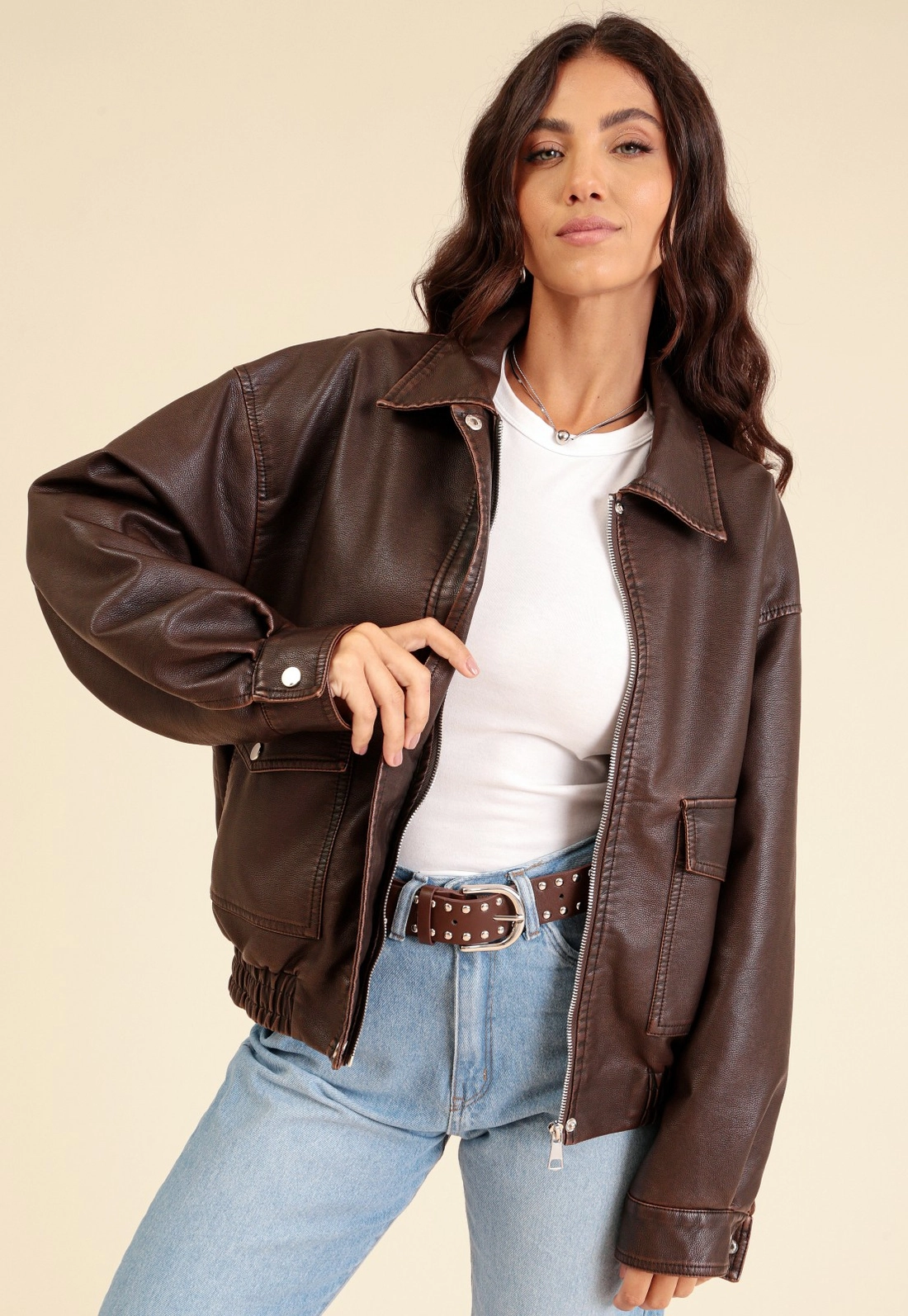 Jaqueta Oversized Barra Elástico Em Pu