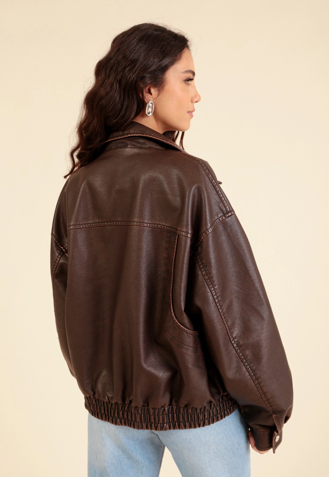 Jaqueta Oversized Barra Elástico Em Pu