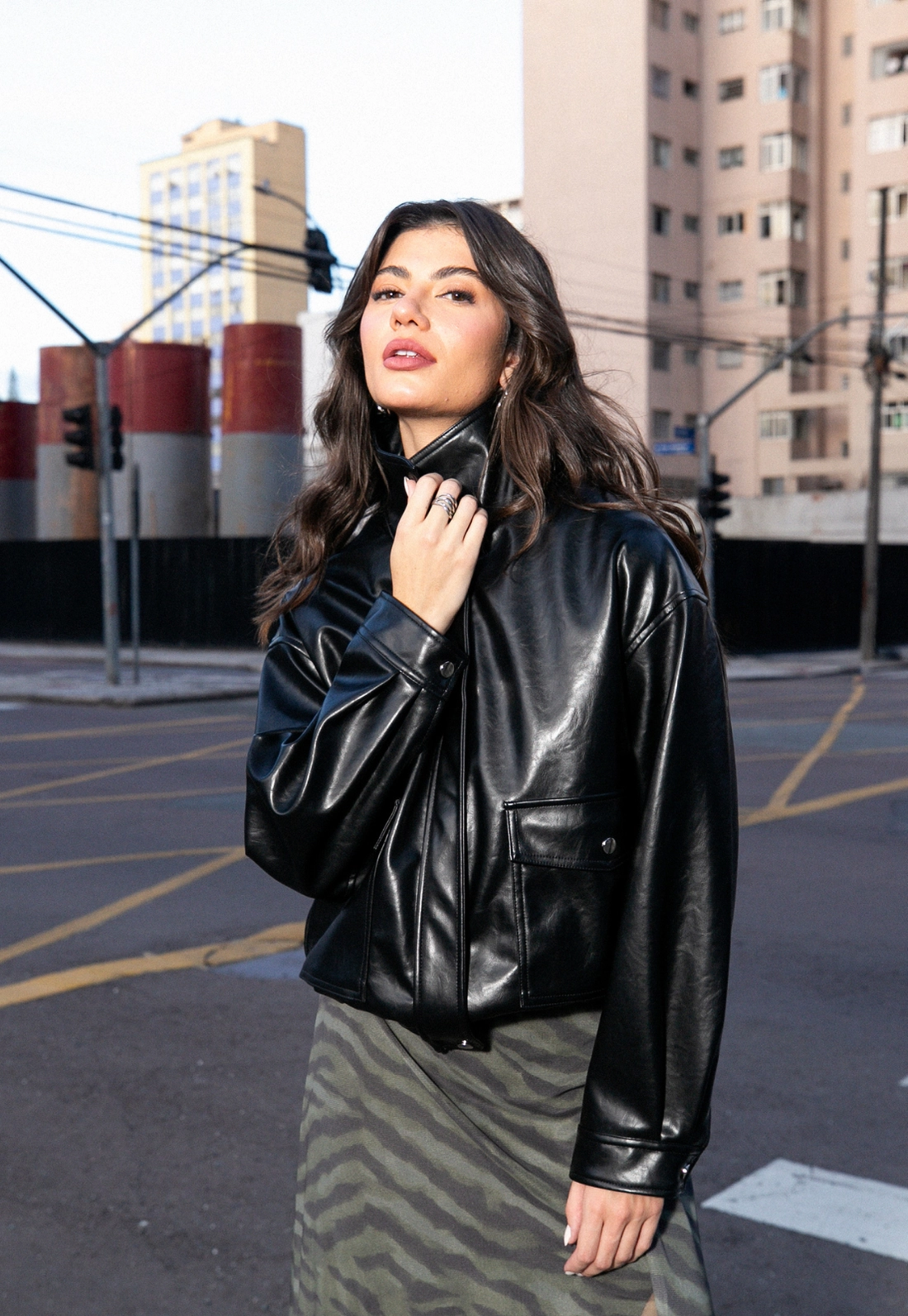 Jaqueta Oversized Barra Elástico Em Pu