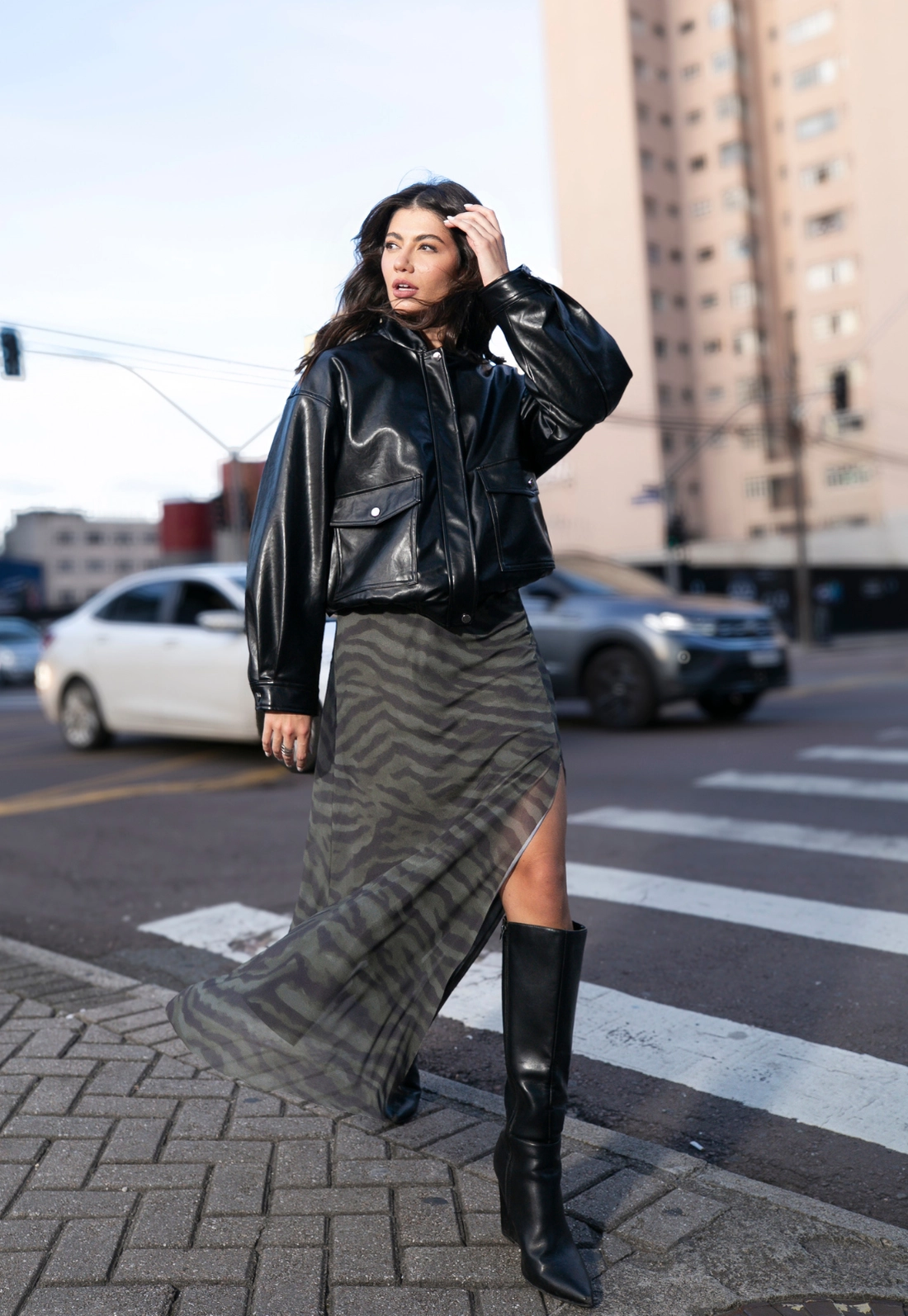Jaqueta Oversized Barra Elástico Em Pu