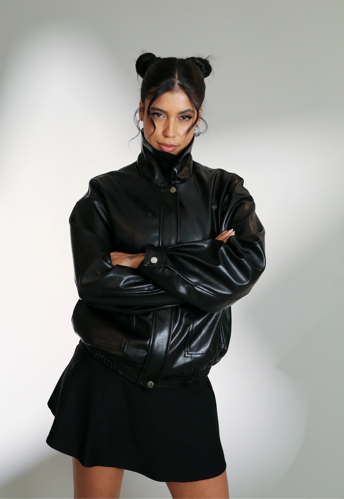 Jaqueta Oversized Barra Elástico Em Pu