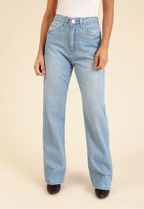 Calça Jeans Reta  Azul Claro