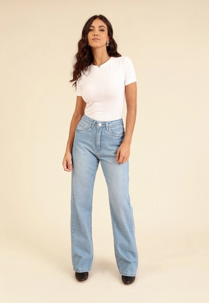 Calça Jeans Reta  Azul Claro