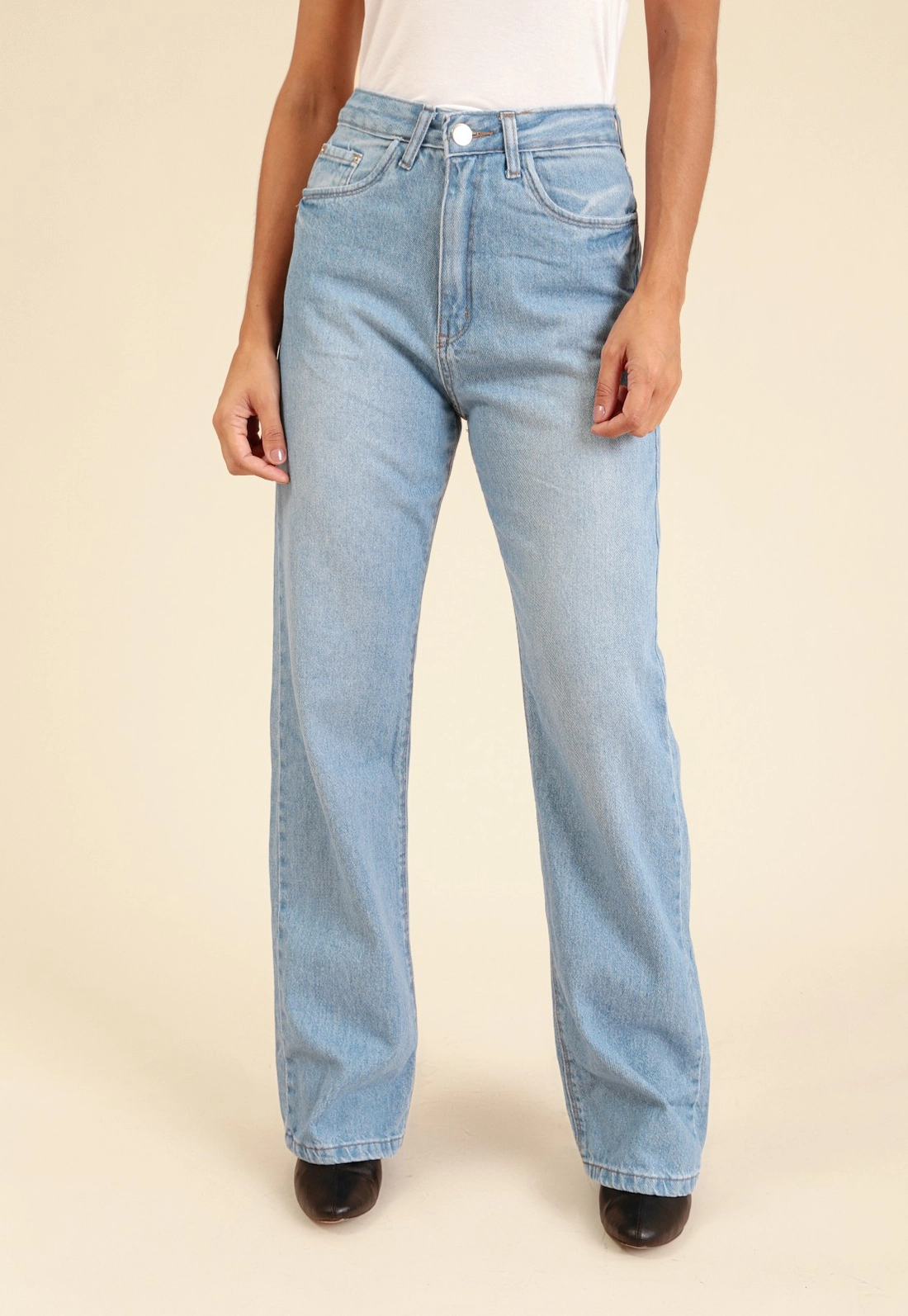 Calça Jeans Reta  Azul Claro