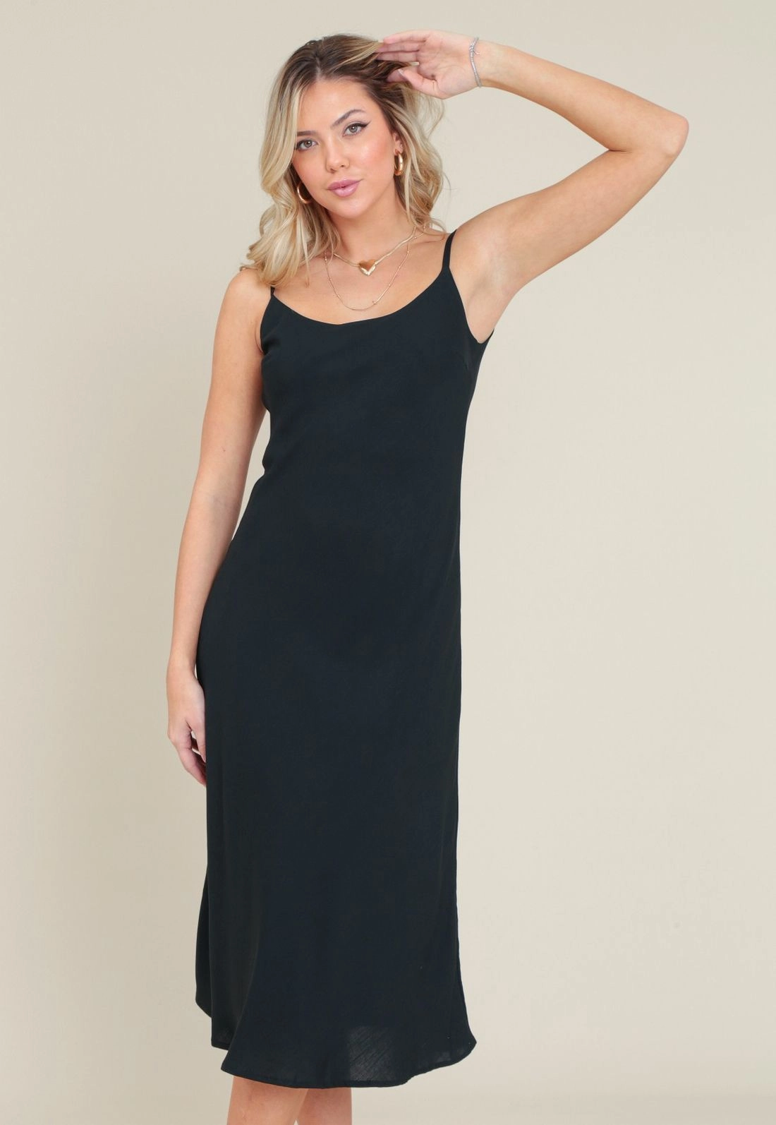 Vestido Midi Slip Dress Em Viscolinho Alça