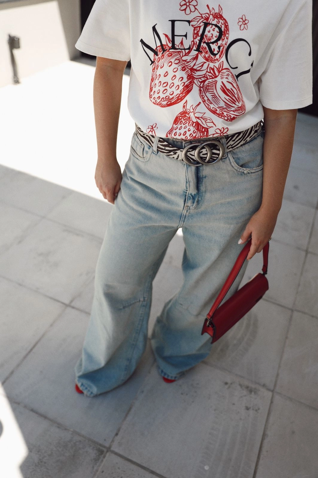Calça Jeans Wide Leg Com Recorte