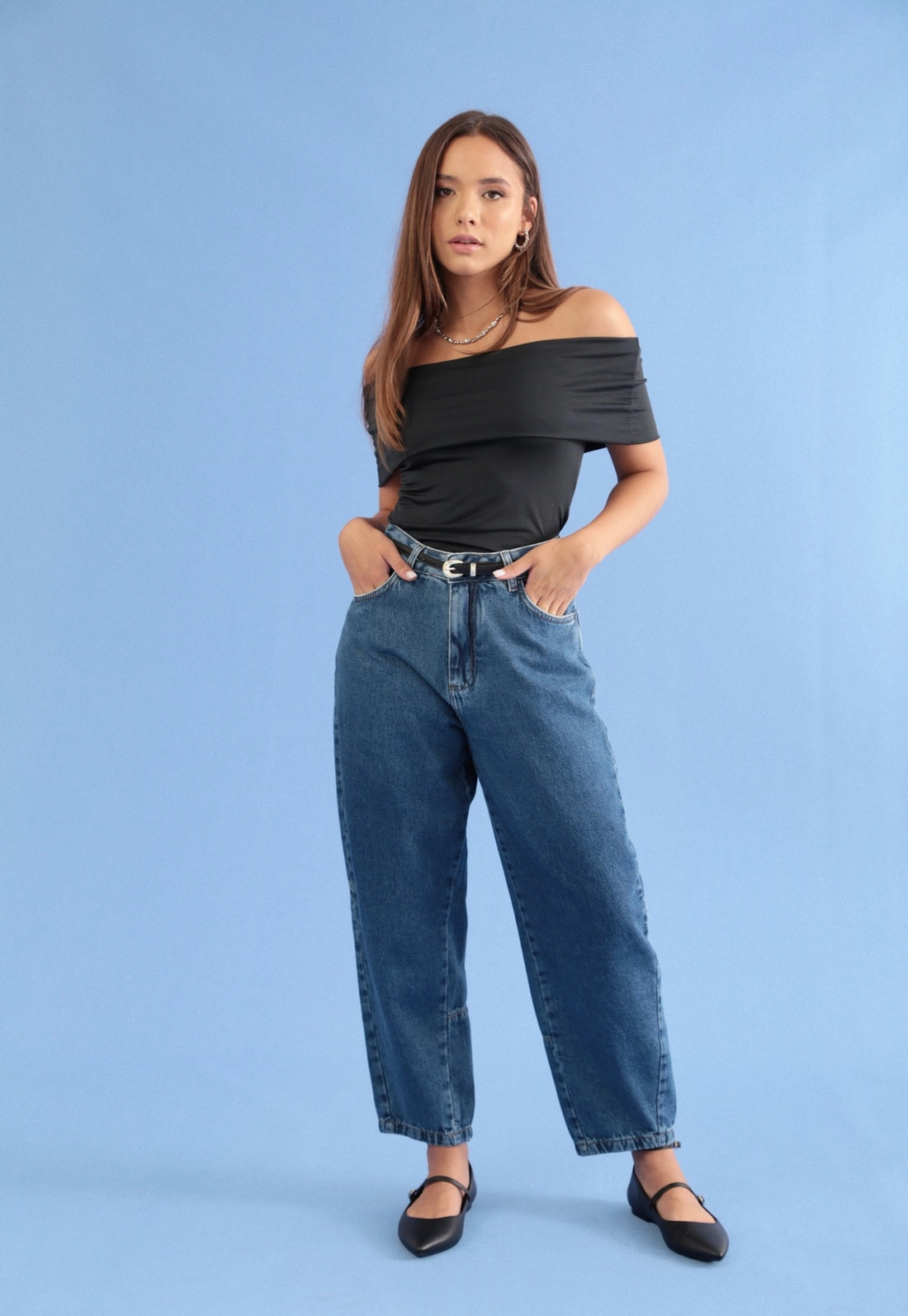 Calça Em Jeans Balloon Azul