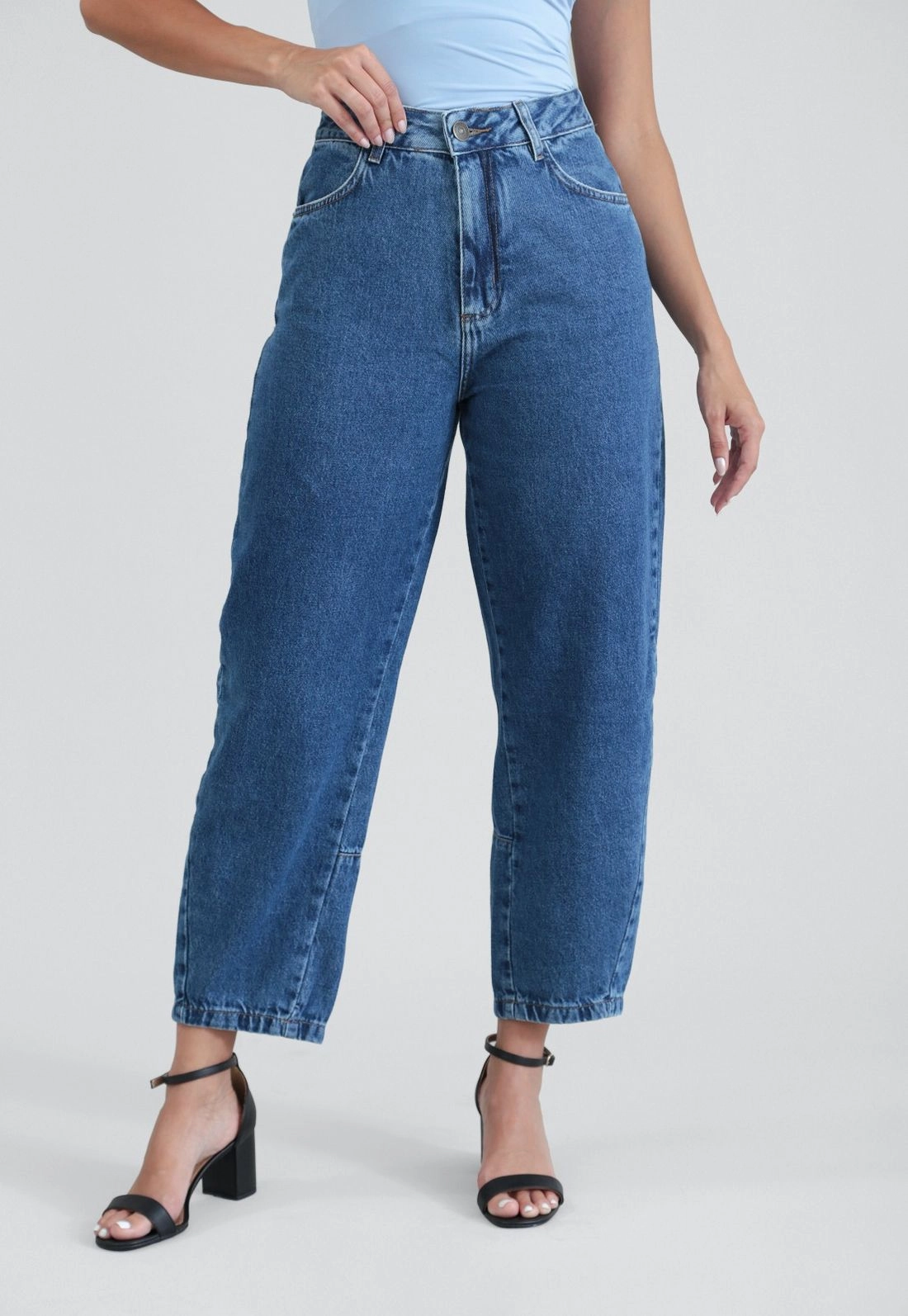 Calça Em Jeans Balloon Azul