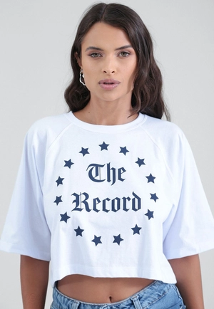 T-Shirt Raglã Com Silk Estrelas Em  Meia Malha