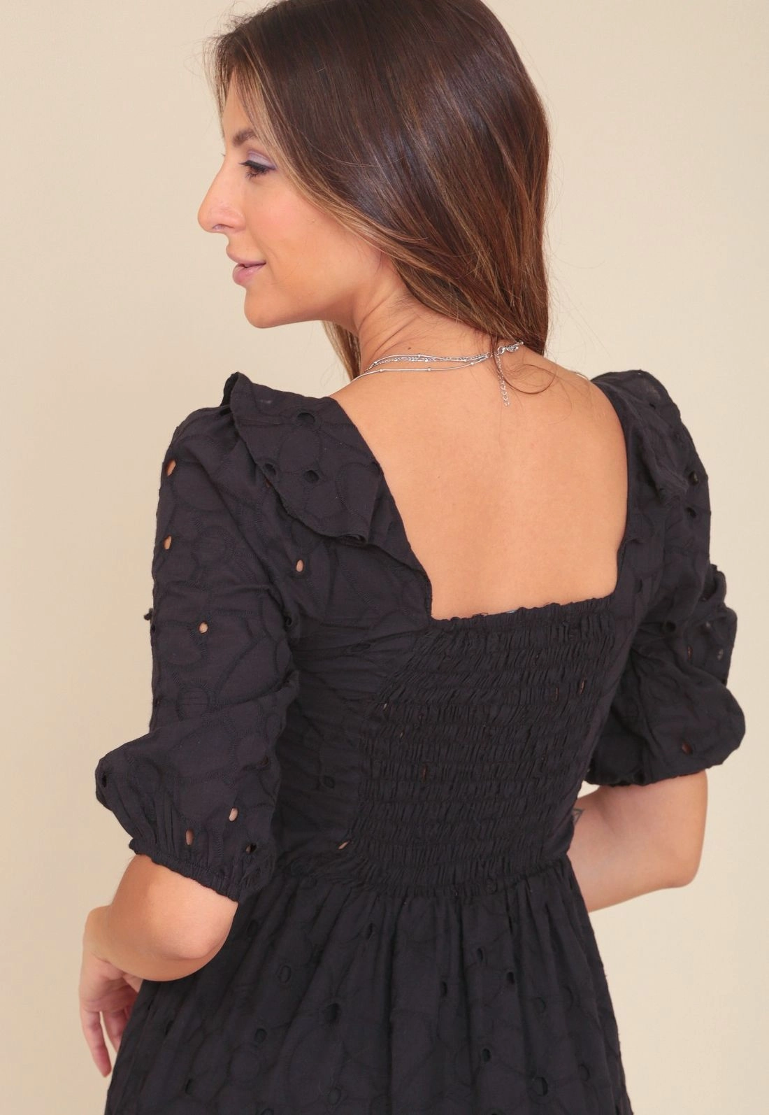 Vestido Midi Laise Com Babado Na Manga 3/4