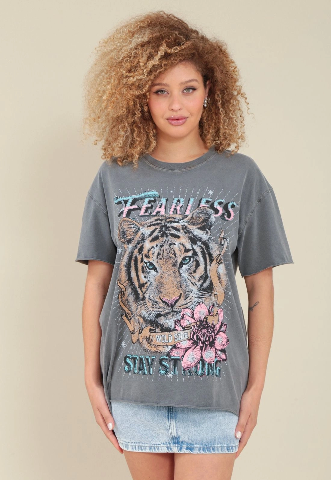 T-Shirt Estonada Oversize Tigre Flor