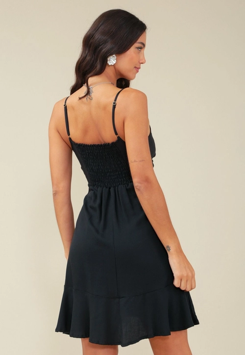 Vestido Curto Em Viscose Twill Com Alça