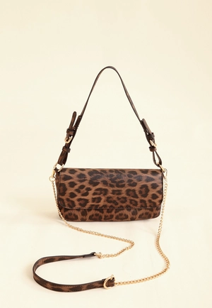 Bolsa Baguete Animal Print Com Corrente