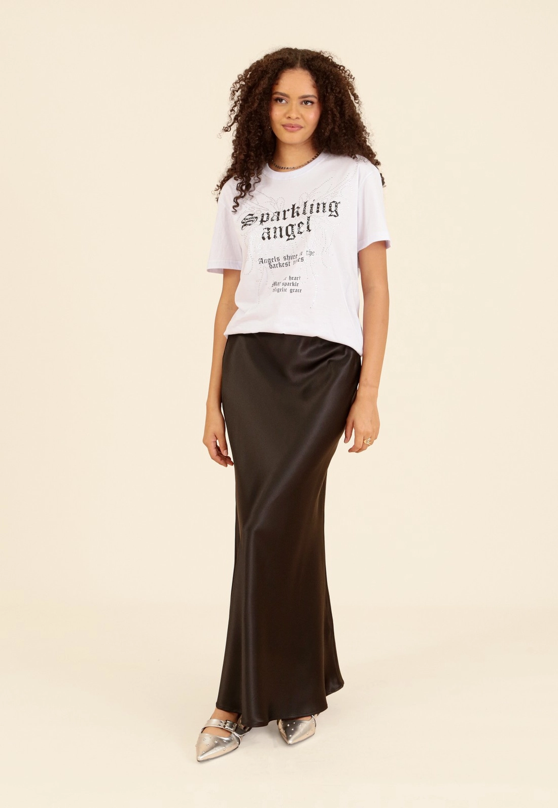 T-Shirt Manga Curta Angel Com Strass