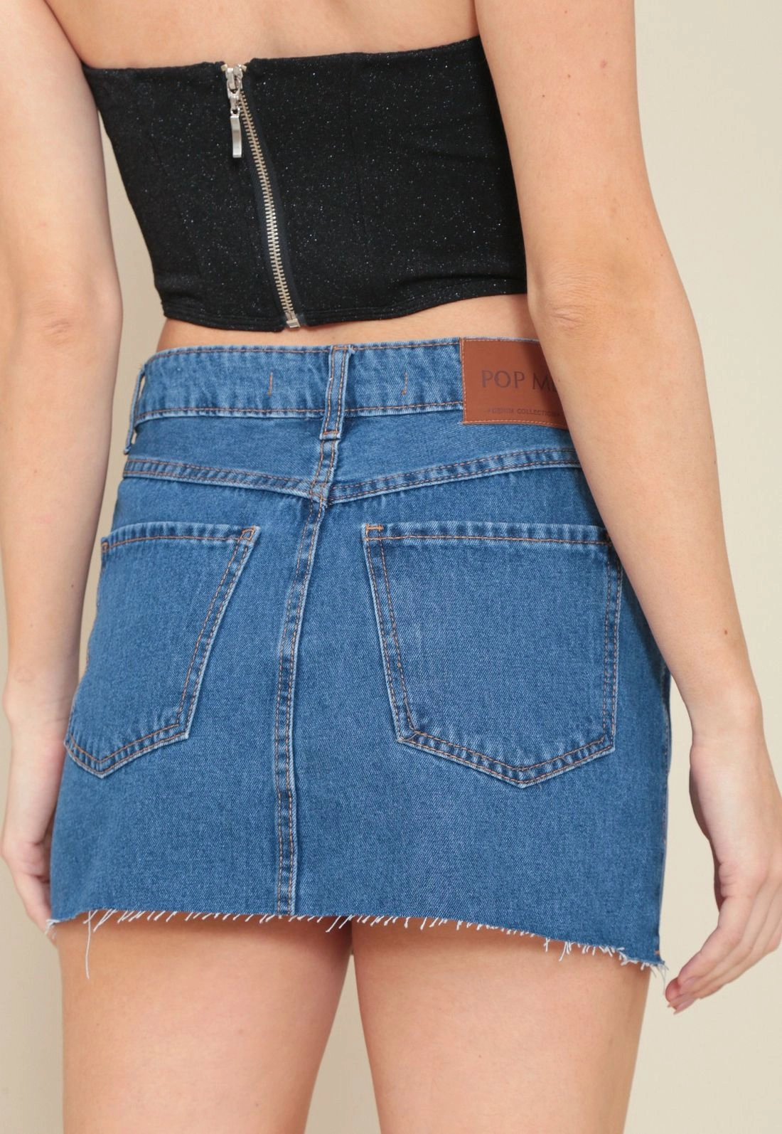 Saia Jeans Curta Com Bolso