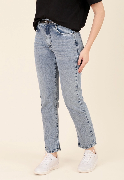 Calça Em Jeans Reta