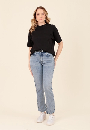 Calça Em Jeans Reta