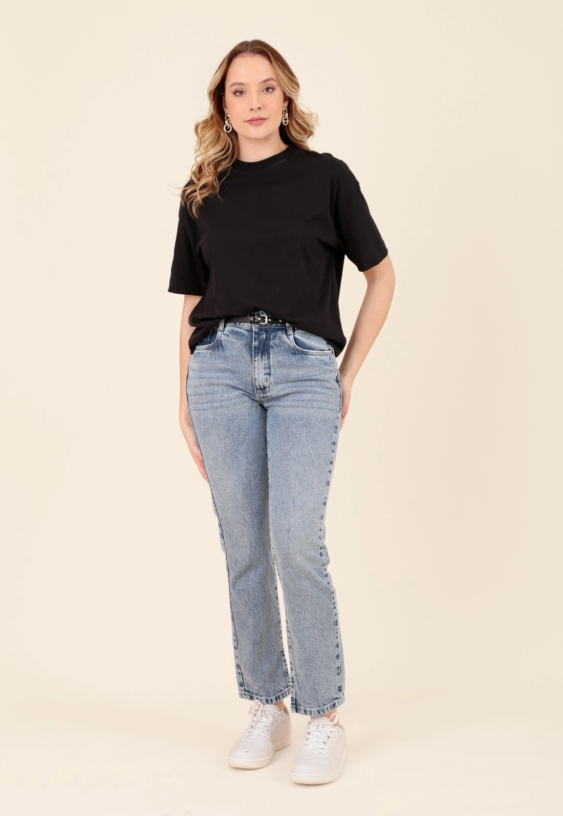 Calça Em Jeans Reta