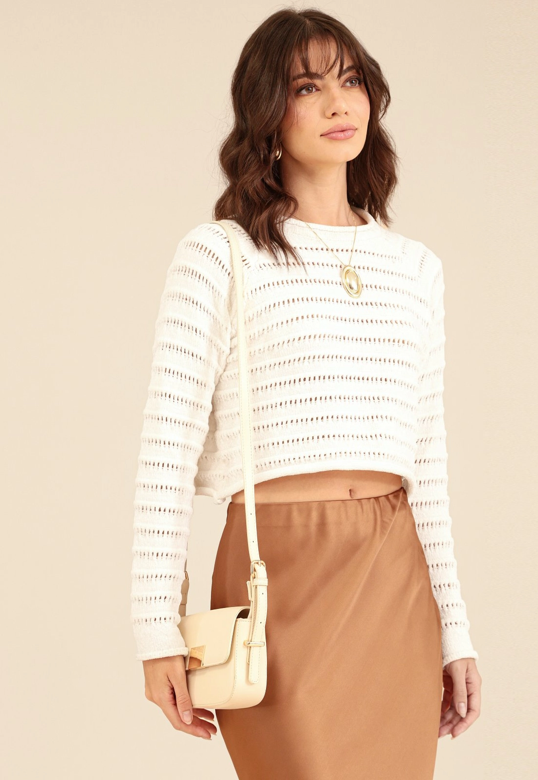 Bolsa Pequena Crossbody Fecho Dourado