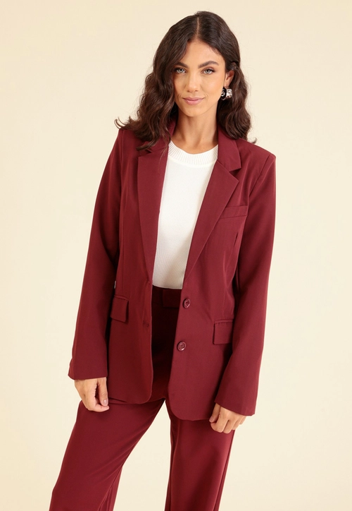 Blazer Em Alfaiataria Com 2 Botões E Bolso