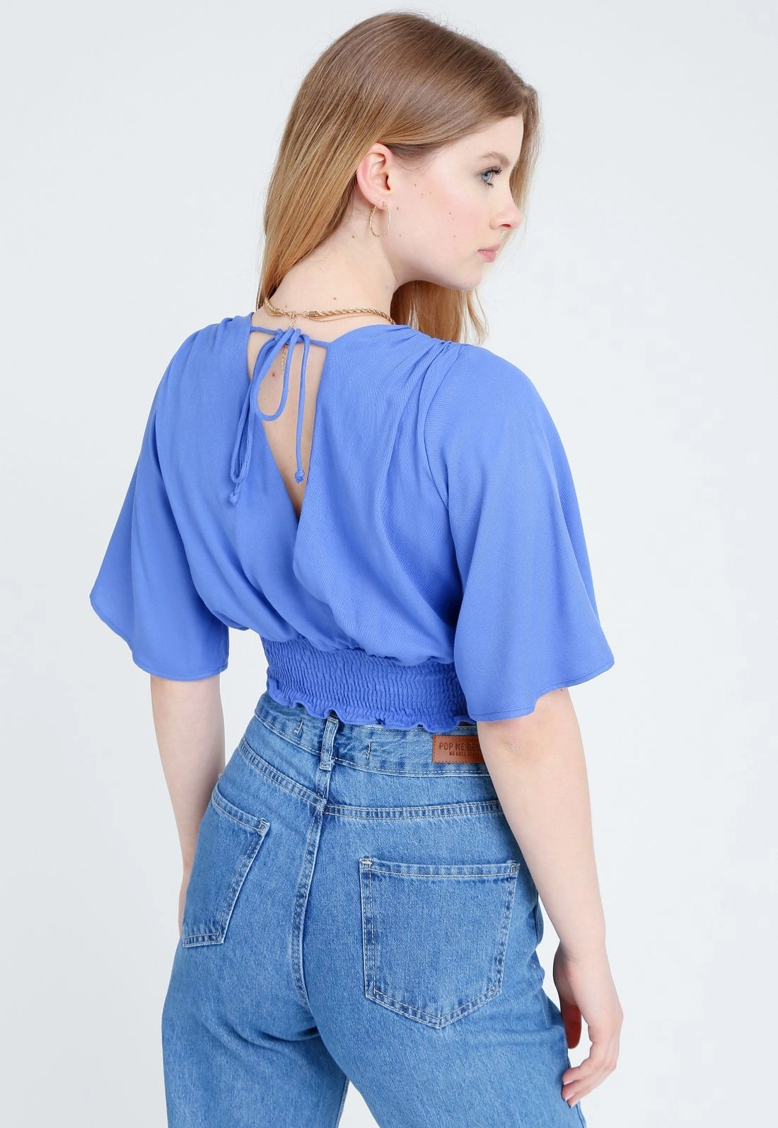 Cropped Viscose Manga Curta Transpasse