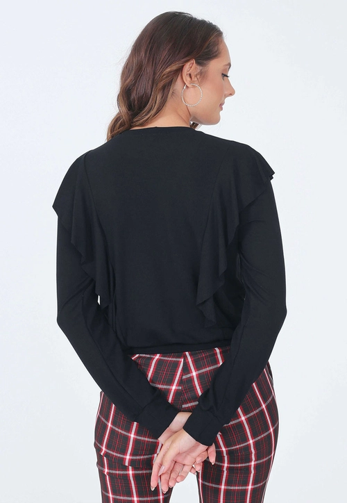 Blusa Manga Longa Moletinho Babados