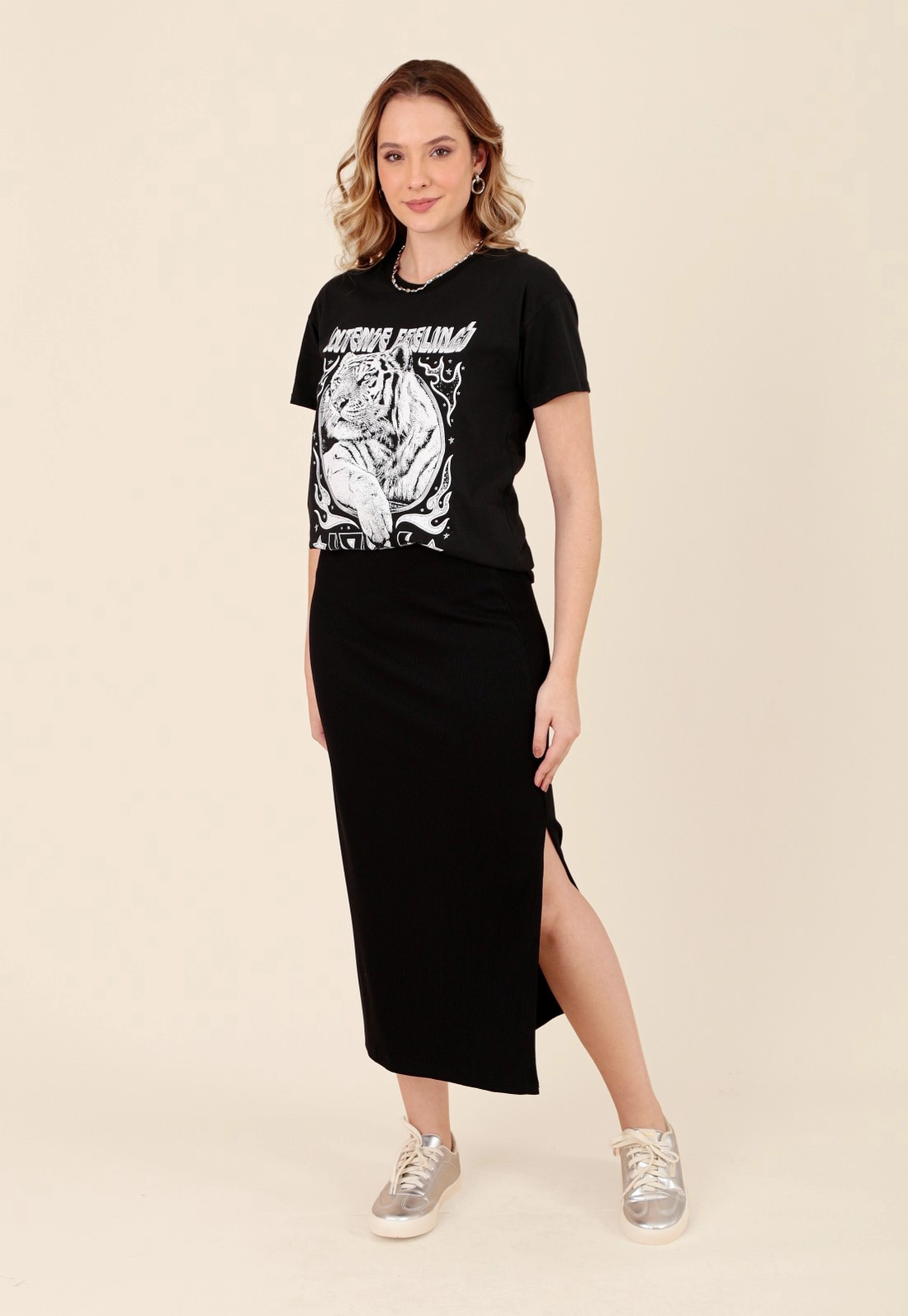 T-Shirt Em Meia Malha Tigre