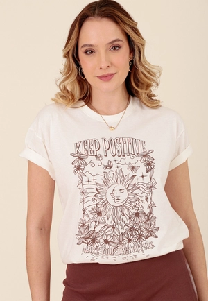 T-shirt Em Meia Malha Keep Positive