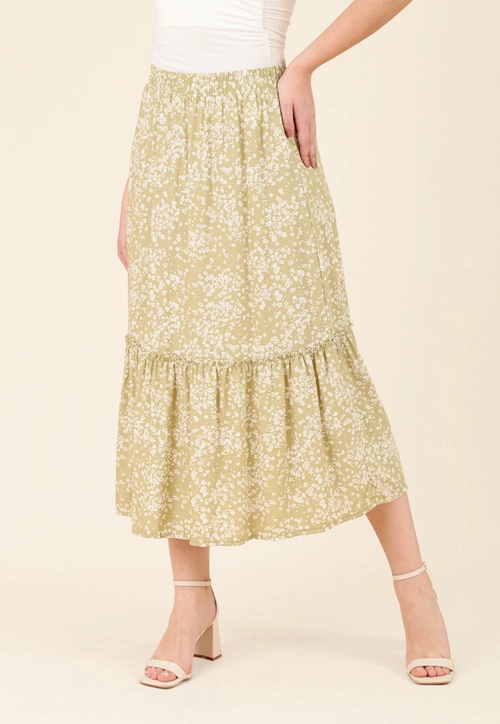 Saia Midi Em Viscose Liberty Garden