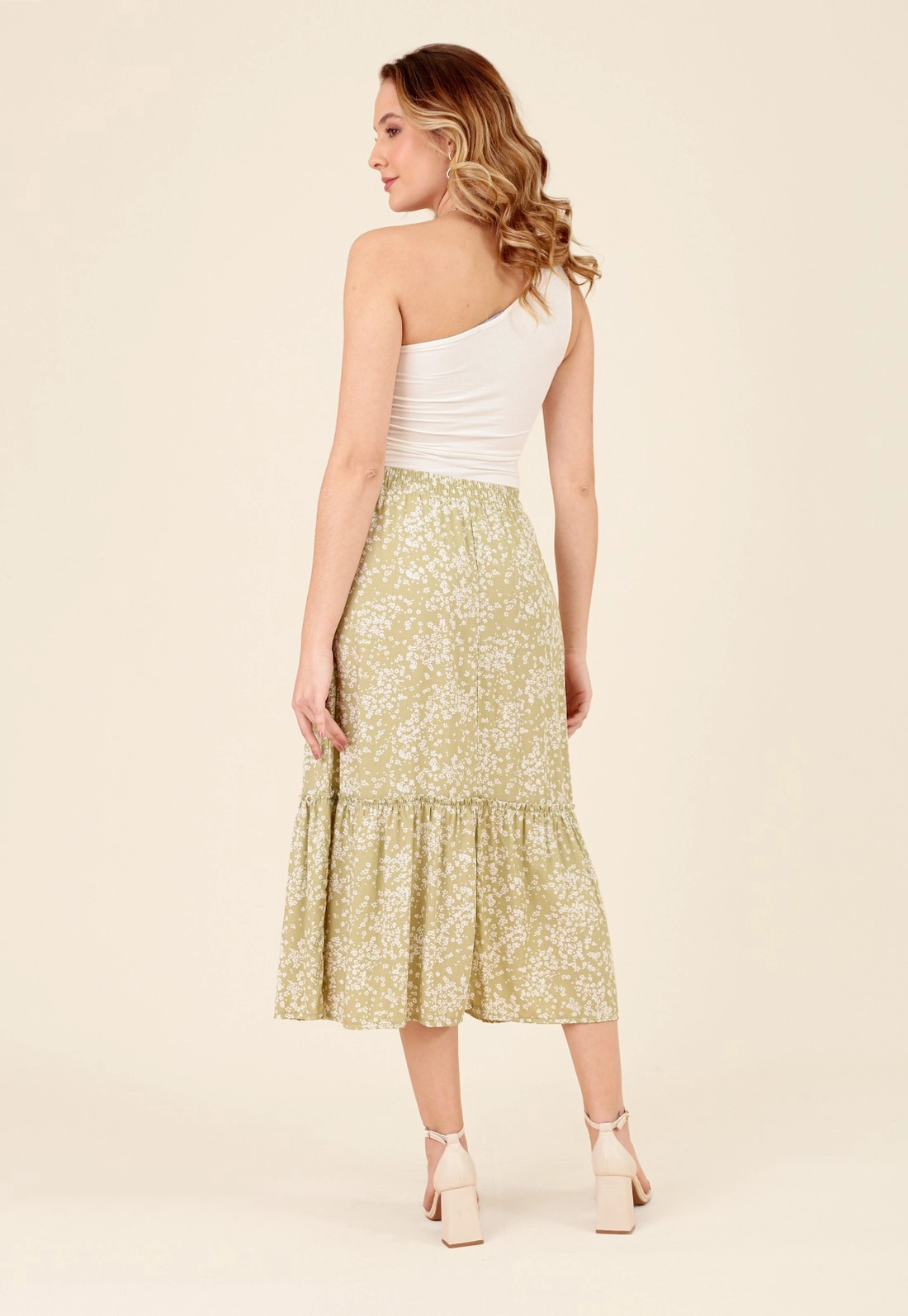 Saia Midi Em Viscose Liberty Garden
