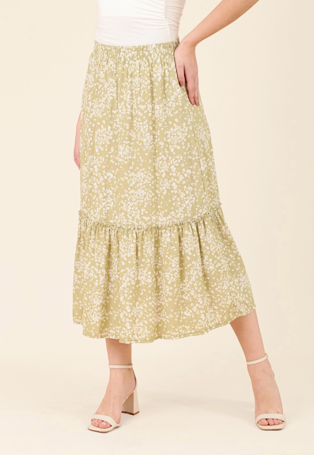 Saia Midi Em Viscose Liberty Garden