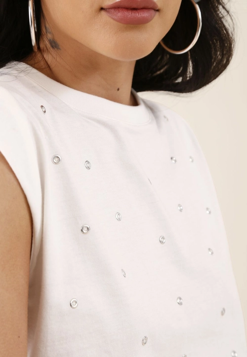 Blusa Muscle Tee Em Meia Malha Com Tachas