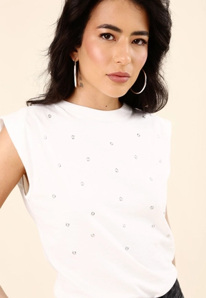 Blusa Muscle Tee Em Meia Malha Com Tachas