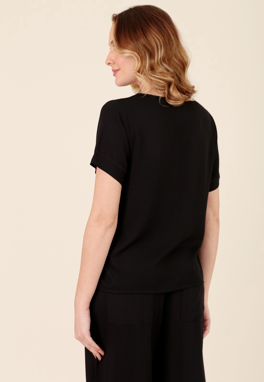 Blusa Em Viscose Twill Manga Curta