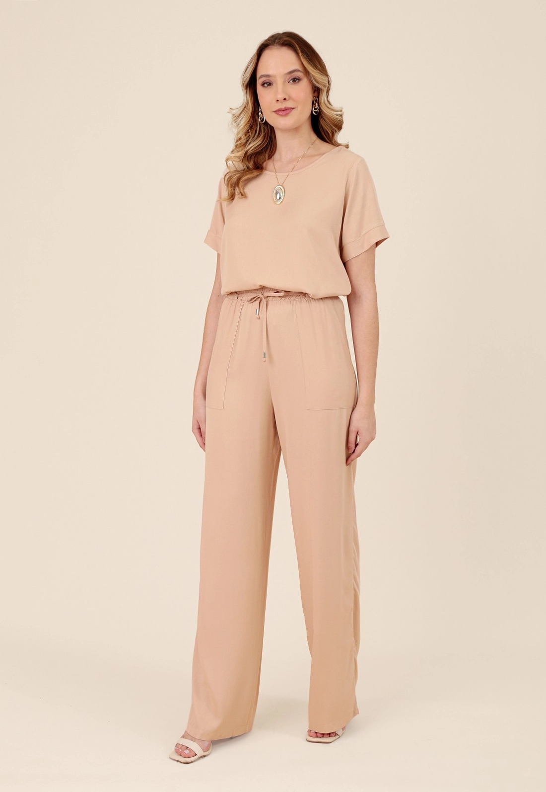 Blusa Em Viscose Twill Manga Curta