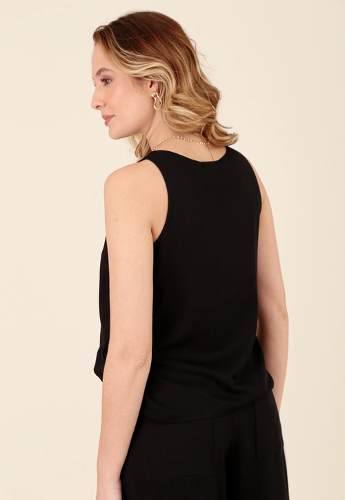 Blusa Sem Manga Em Viscose Twill