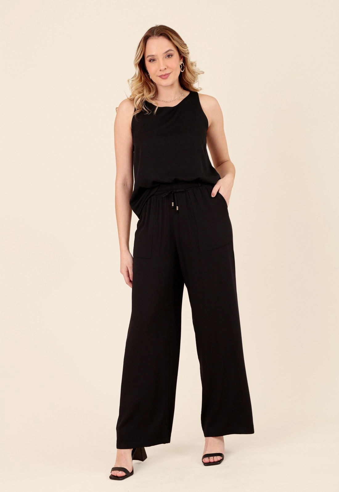 Blusa Sem Manga Em Viscose Twill