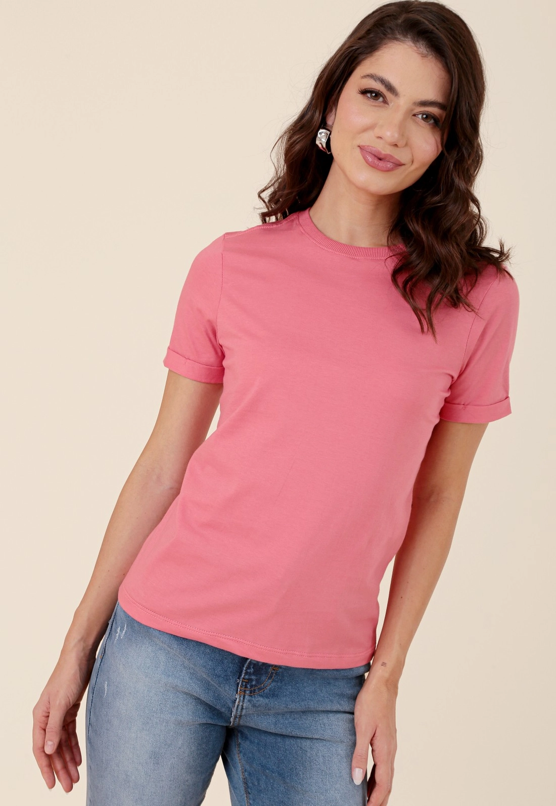 T-Shirt Básica Em Algodão Peruano Decote Redondo