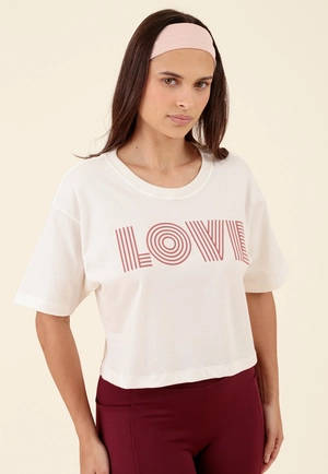 T-Shirt Cropped Em Meia Malha Love