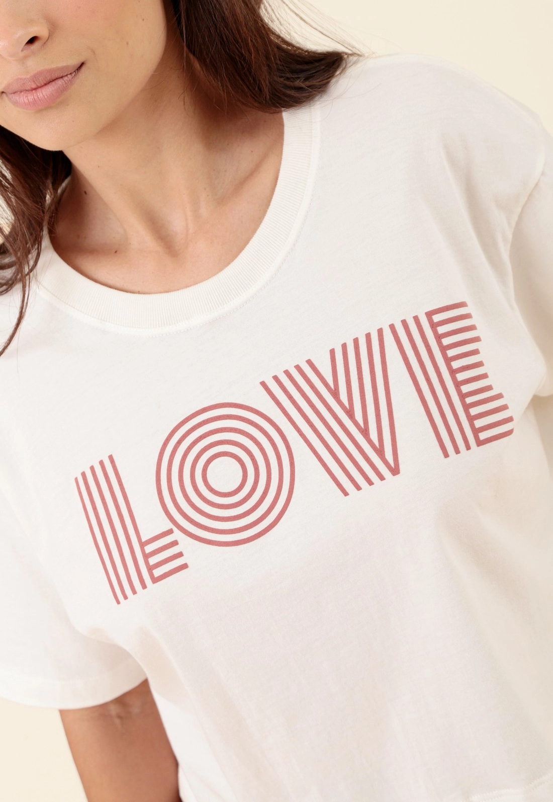 T-Shirt Cropped Em Meia Malha Love